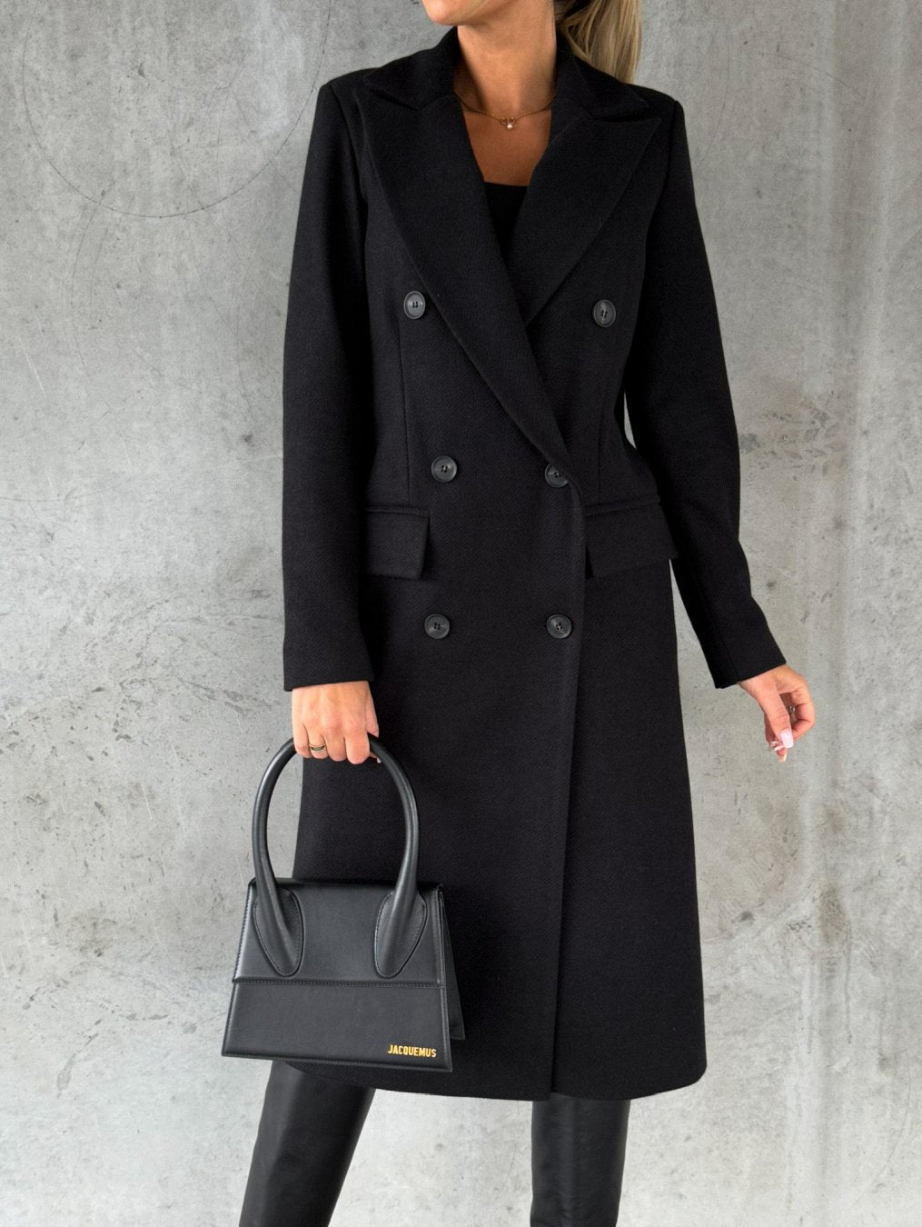 Manteau Femme Noir Élégant Double Fermeture - LuxeStyle