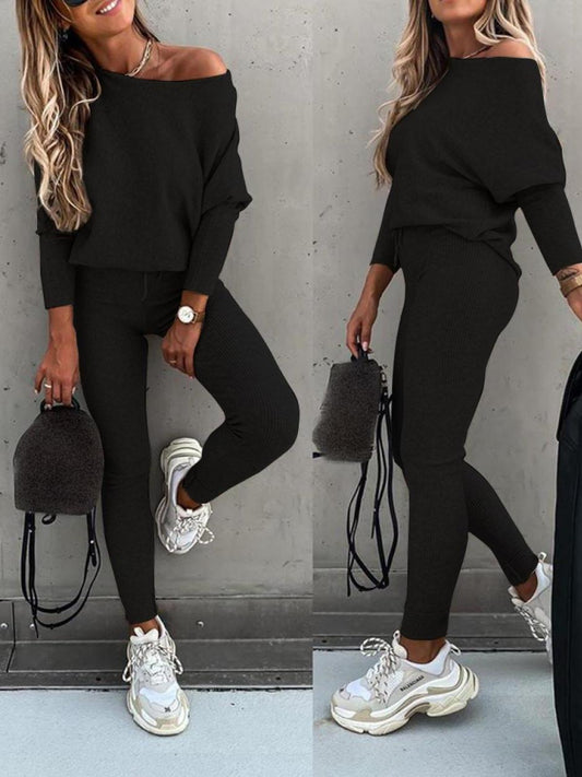 Tenue Féminine Noir Relaxe avec Pantalon Jogging - LuxeStyle