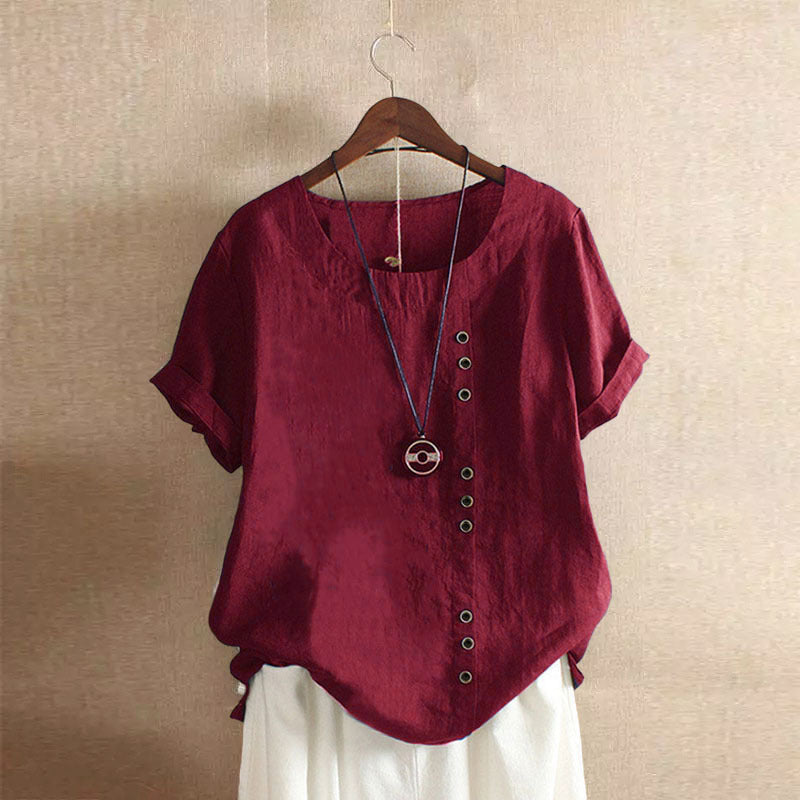 Blouse Lin Femme Élégante Rose