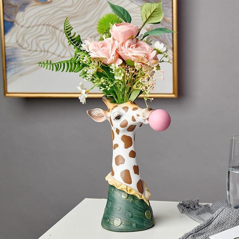 Vase Floral Coloré avec Animaux Amusants - BlxckFR