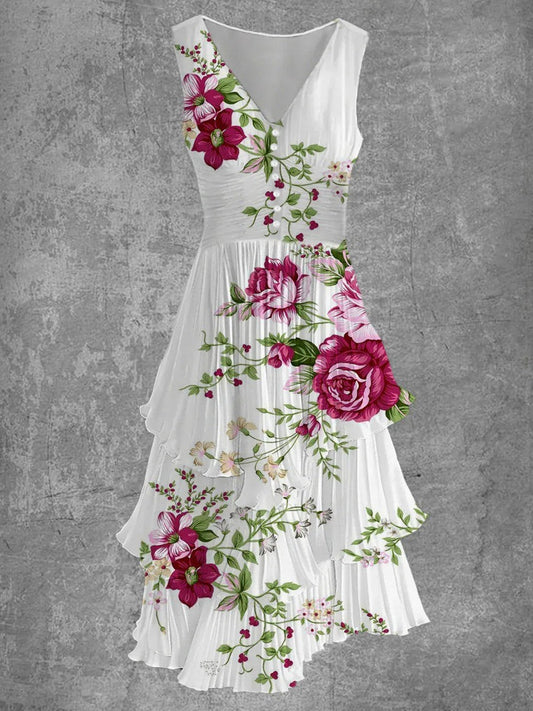 Robe Été Chic Femmes - Robe Courte Sans Manches Fleurs - LuxeStyle
