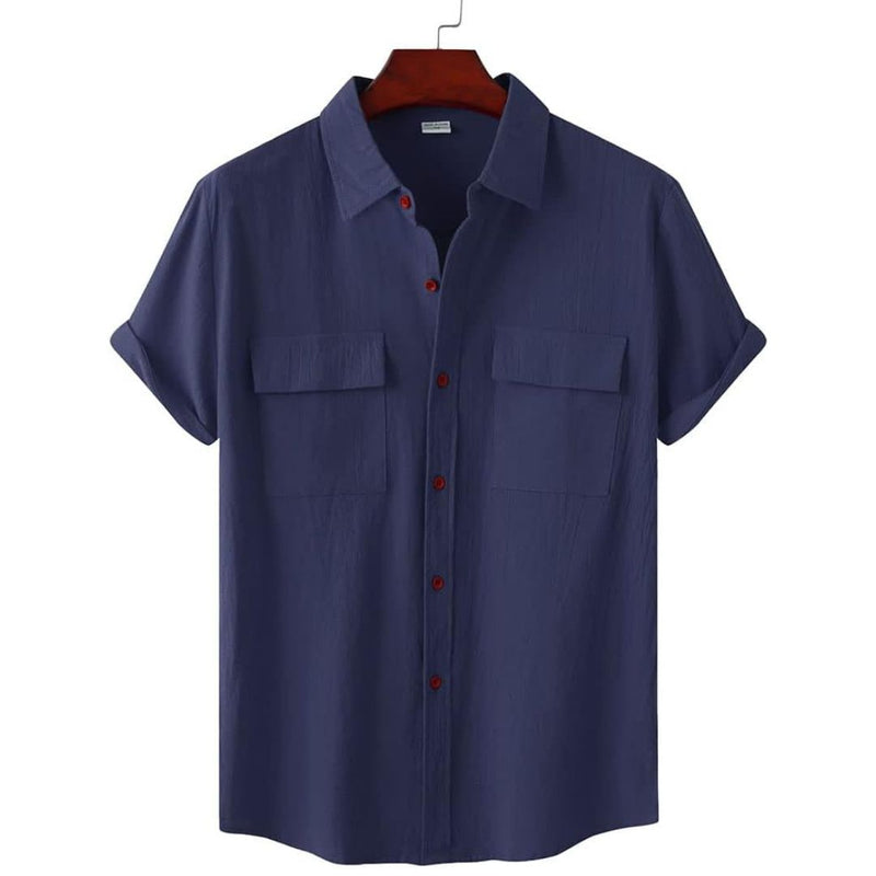 Chemise Casual Relaxe avec Poches et Manches Courtes