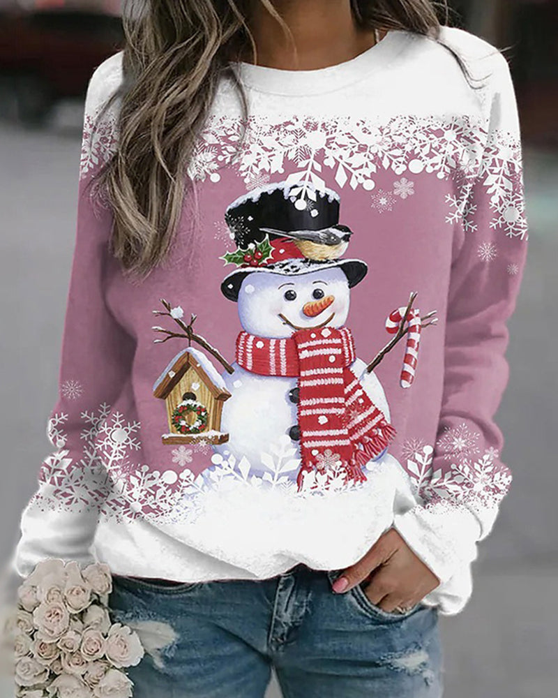 Sweat à Capuche Femme Hiver Motif Neigeux Coloré