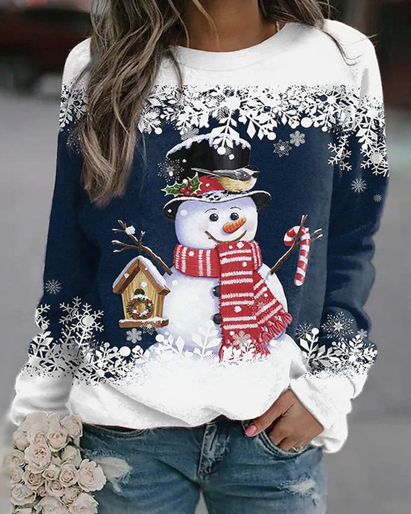 Sweat à Capuche Femme Hiver Motif Neigeux Coloré