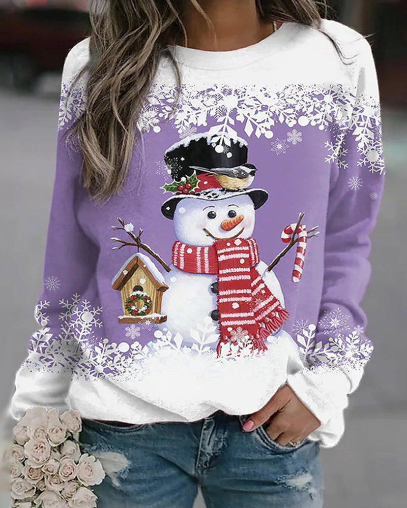 Sweat à Capuche Femme Hiver Motif Neigeux Coloré