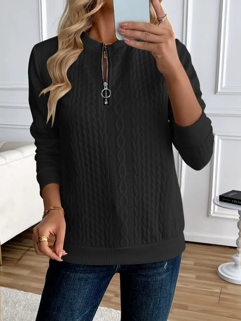Pull Femme Élégant Hiver – Sweat Chic Zippé en Cachemire Doux