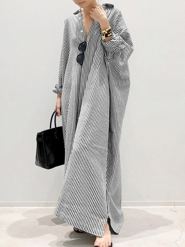 Robe Été à Rayures avec Manches Fluides pour Femme - LuxeStyle