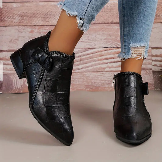 Bottines Femmes Hauteur Cheville Élégantes Fermeture Zippée - LuxeStyle
