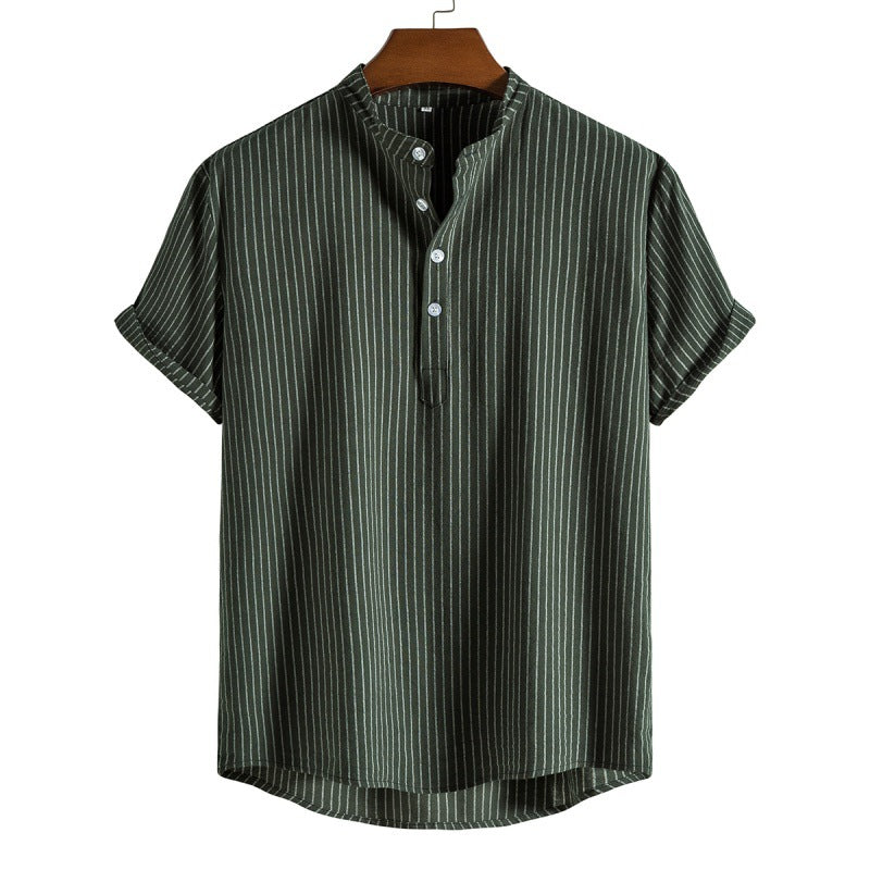 Chemise Homme Rayée Col Rond Été