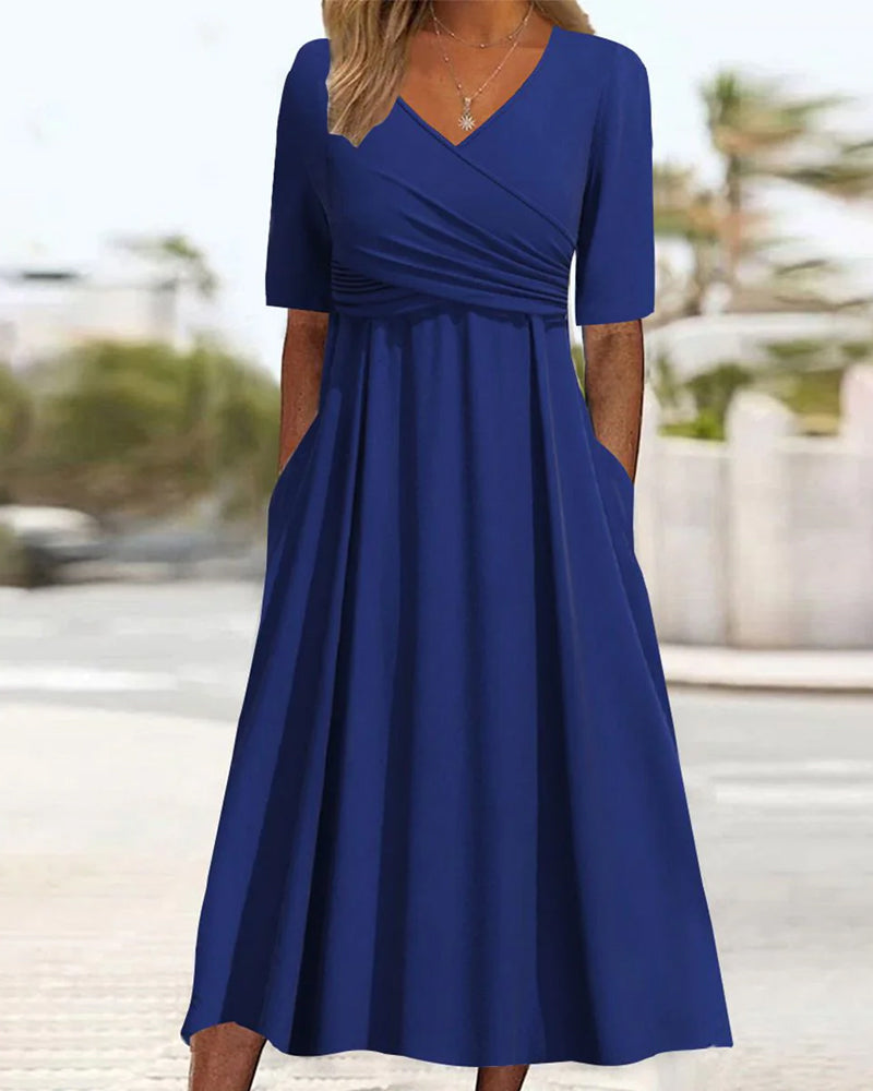 Robe femme chic mi-longue avec poches - LuxeStyle