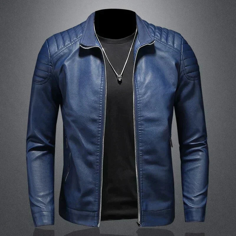 Veste Cuir Homme Élégant - Confortable et Adjustée avec Fermeture Éclair