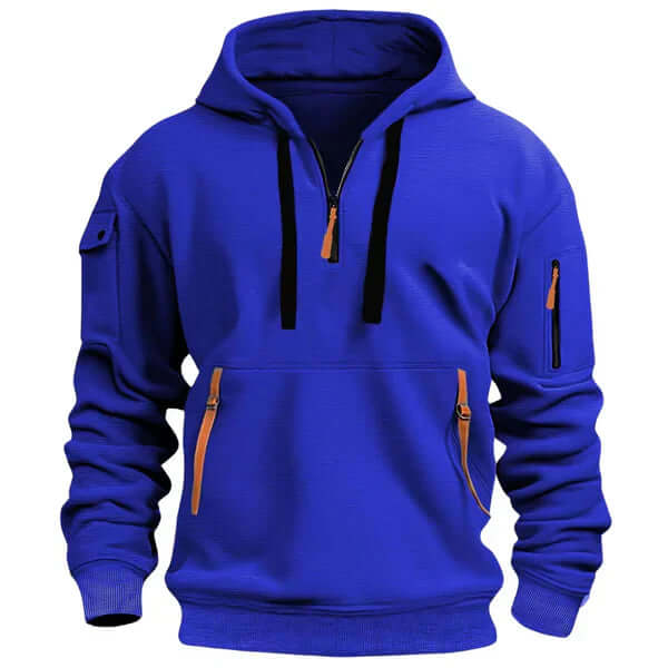 Sweat à capuche noir élégant avec poches fermées et manches ajustables