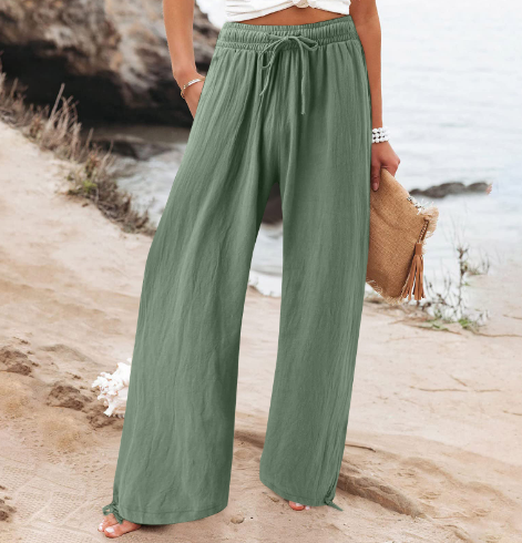 Pantalon lin léger femme beige été