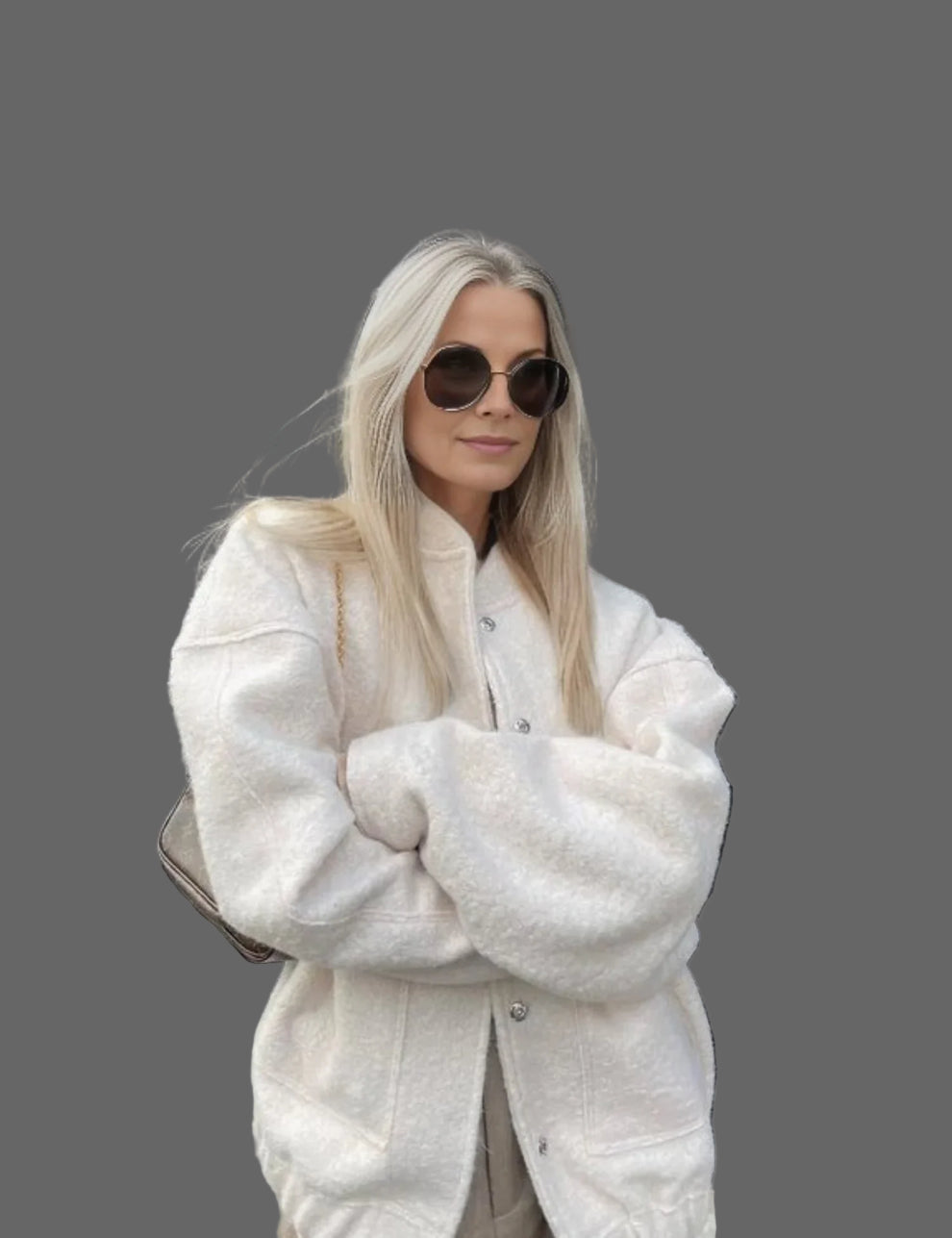 Blouson Femme Élégant Bouclé - Oversize avec Fermeture Éclair - LuxeStyle