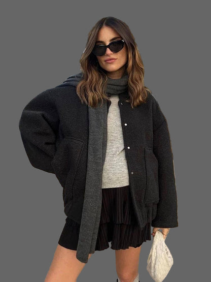 Blouson Femme Doux Oversize – Veste Décontractée avec Look Chic