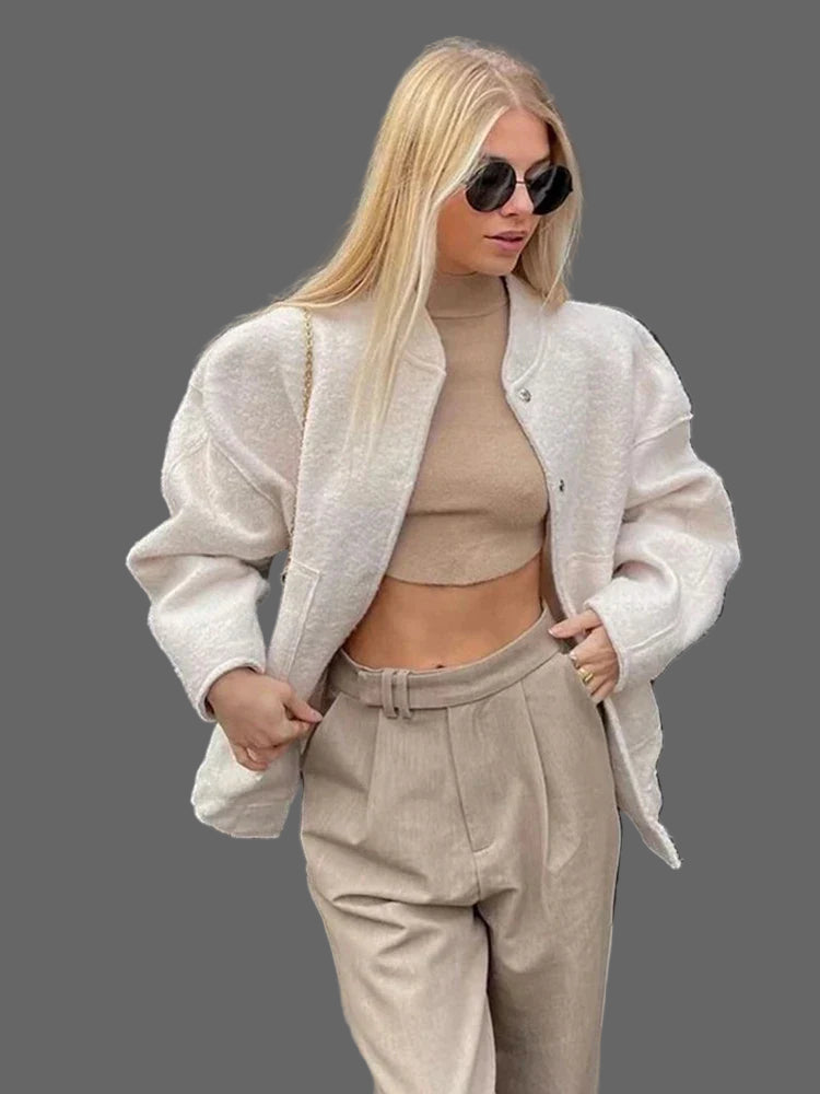 Blouson Femme Doux Oversize – Veste Décontractée avec Look Chic