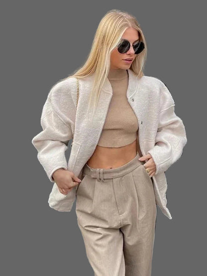 Blouson Femme Doux Oversize – Veste Décontractée avec Look Chic