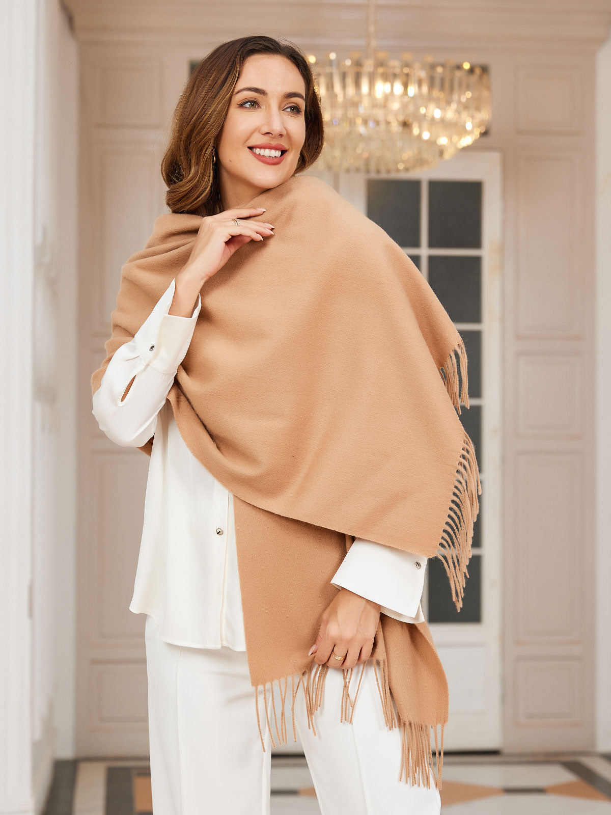 Écharpe Femme Douillet à Pompons pour Hiver