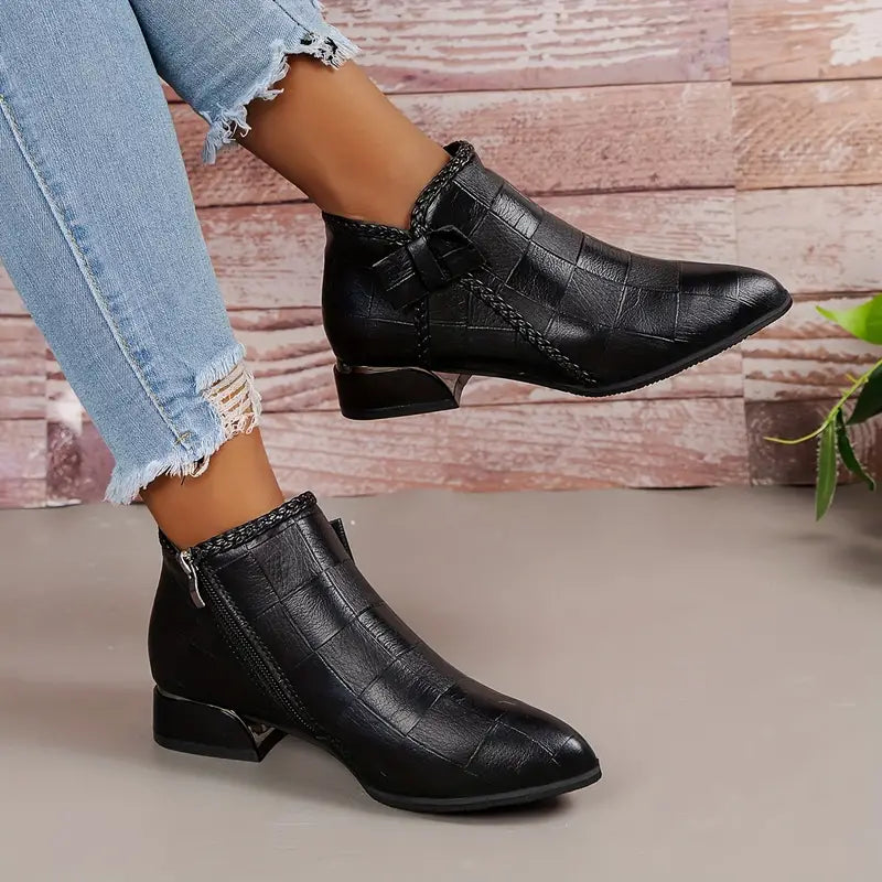 Bottines Femmes Hauteur Cheville Élégantes Fermeture Zippée