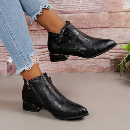 Bottines Femmes Hauteur Cheville Élégantes Fermeture Zippée