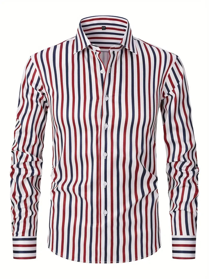 Chemise Streepée Classique pour Hommes - LuxeStyle