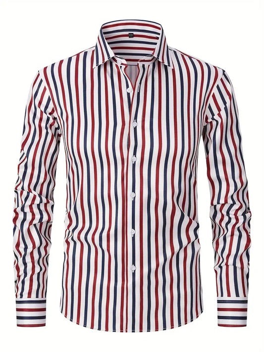 Chemise Streepée Classique pour Hommes - LuxeStyle