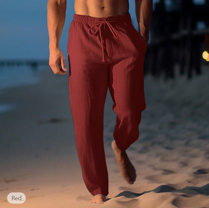 Pantalon Homme Plage Lin Clair Décontracté