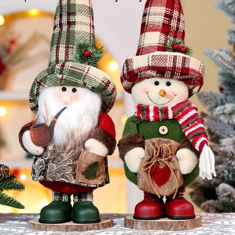 Figurine de Noël en Porcelaine Père Noël et Bonhomme de Neige Coloré - BlxckFR