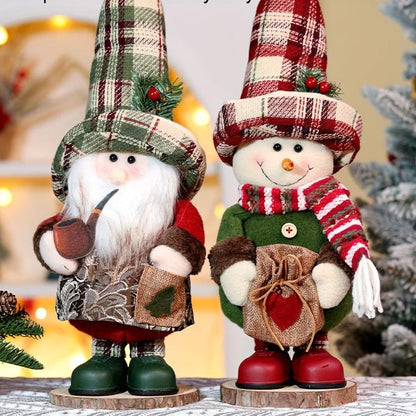 Figurine de Noël en Porcelaine Père Noël et Bonhomme de Neige Coloré - BlxckFR