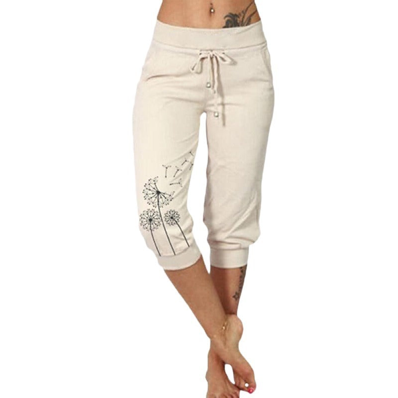 Pantalon de sport femme imprimé fleuri, 7/8, couleur vives