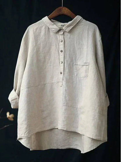 Chemise Lin Élégante Manches Longues Femmes