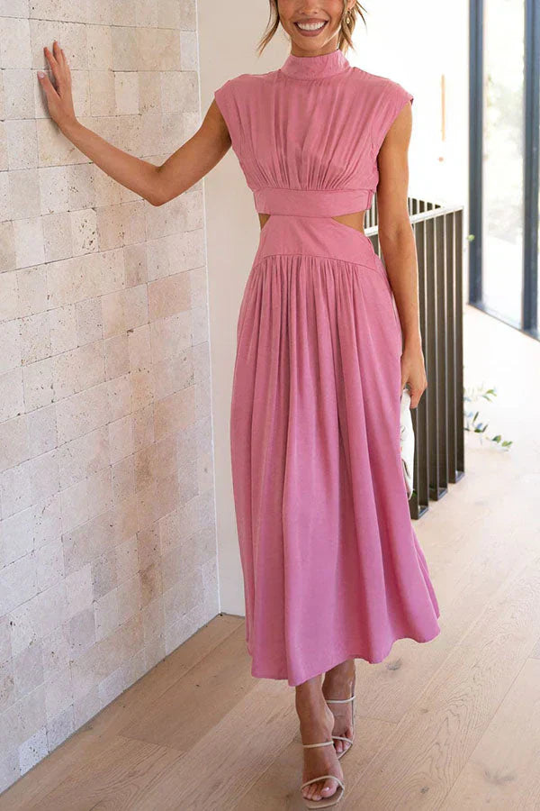 Robe longue femme décontractée plissée