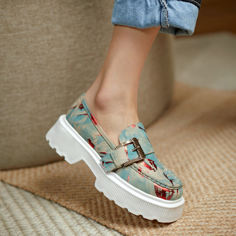 Chaussures Femme Élégantes - Mocassins Compensés Découpés avec Fermeture Éclair & Semelle Caoutchouc Douce