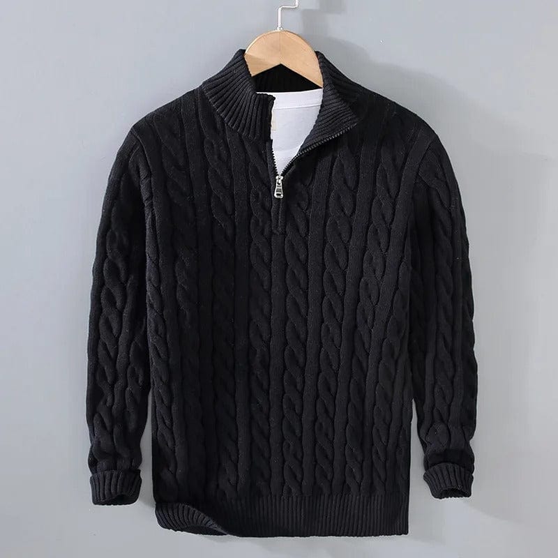 Pull Câblé Beige Homme à Fermeture Éclair
