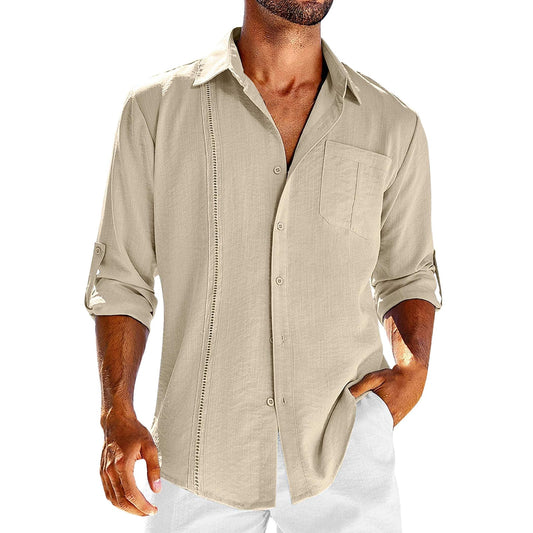 Chemise Homme Lin Élégant à Manches Longues - LuxeStyle