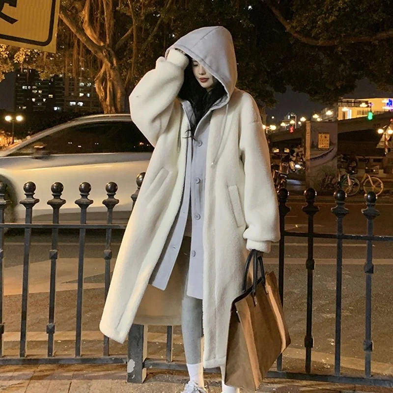 Manteau Femme Hiver Laine Gris et Noir