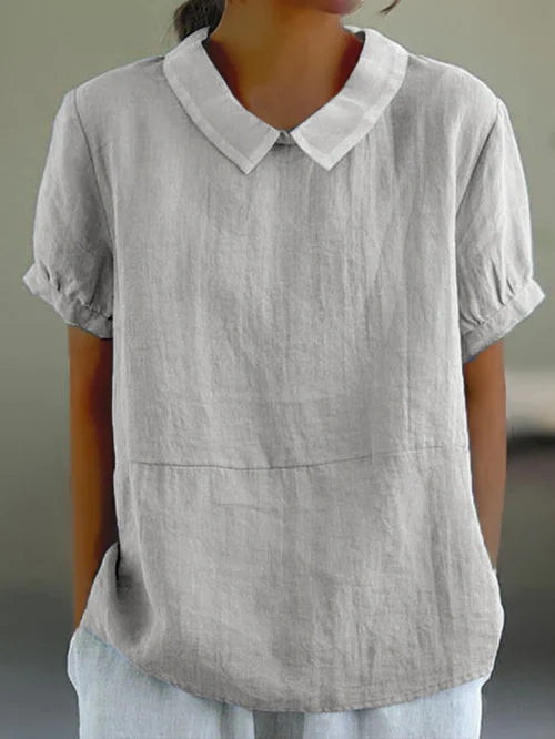 Blouse Été Femme à Manches Courtes et Col Élégant