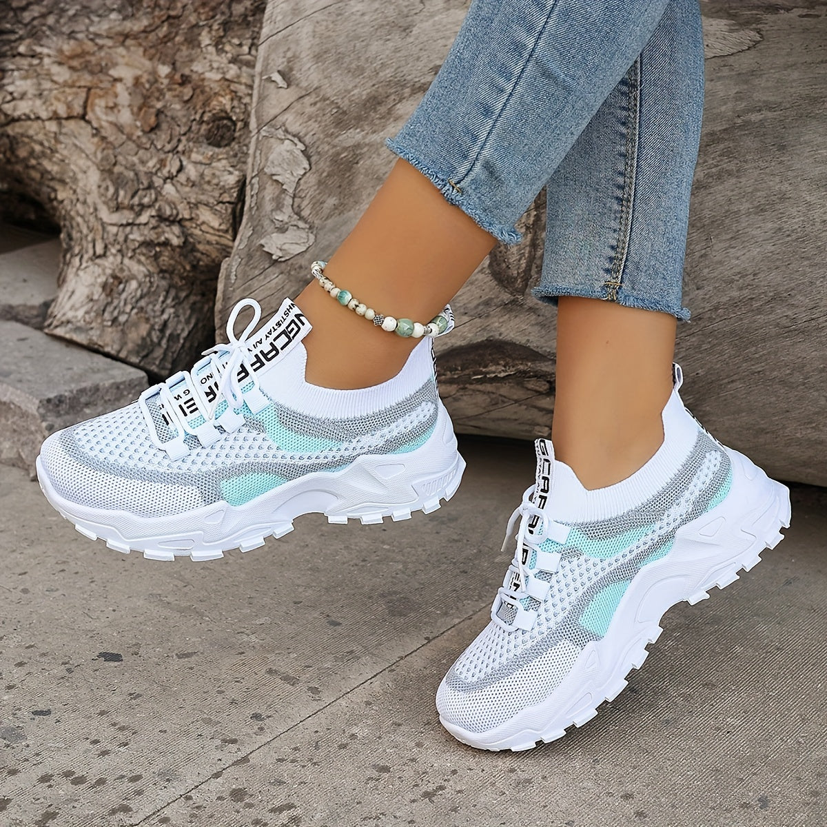 Baskets Femmes Blanc Gris Confortables