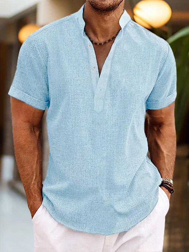 Chemise Homme Coton Style Décontracté Rose Vif