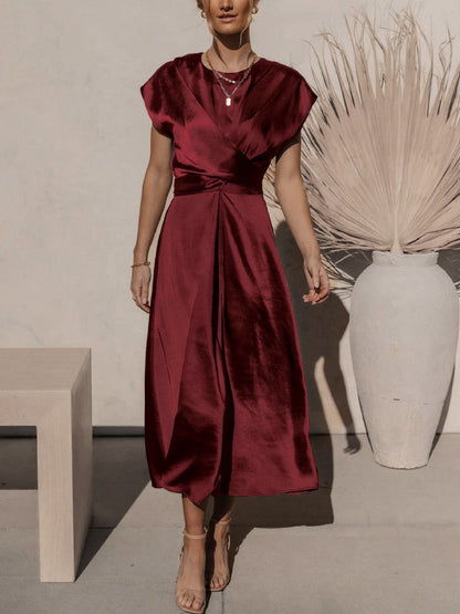 Claire™ – Robe Midi Femme Chic en Soie Élégante et Confortable