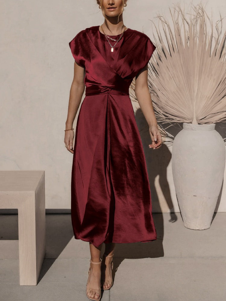 Robe Femme Élégante Bleu Azur Courte Sans Manches