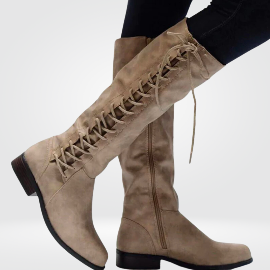 Bottes Femme Cuir Élégantes - Chaussures Hautes Confort avec Semelle Grip & Doublure Douillette