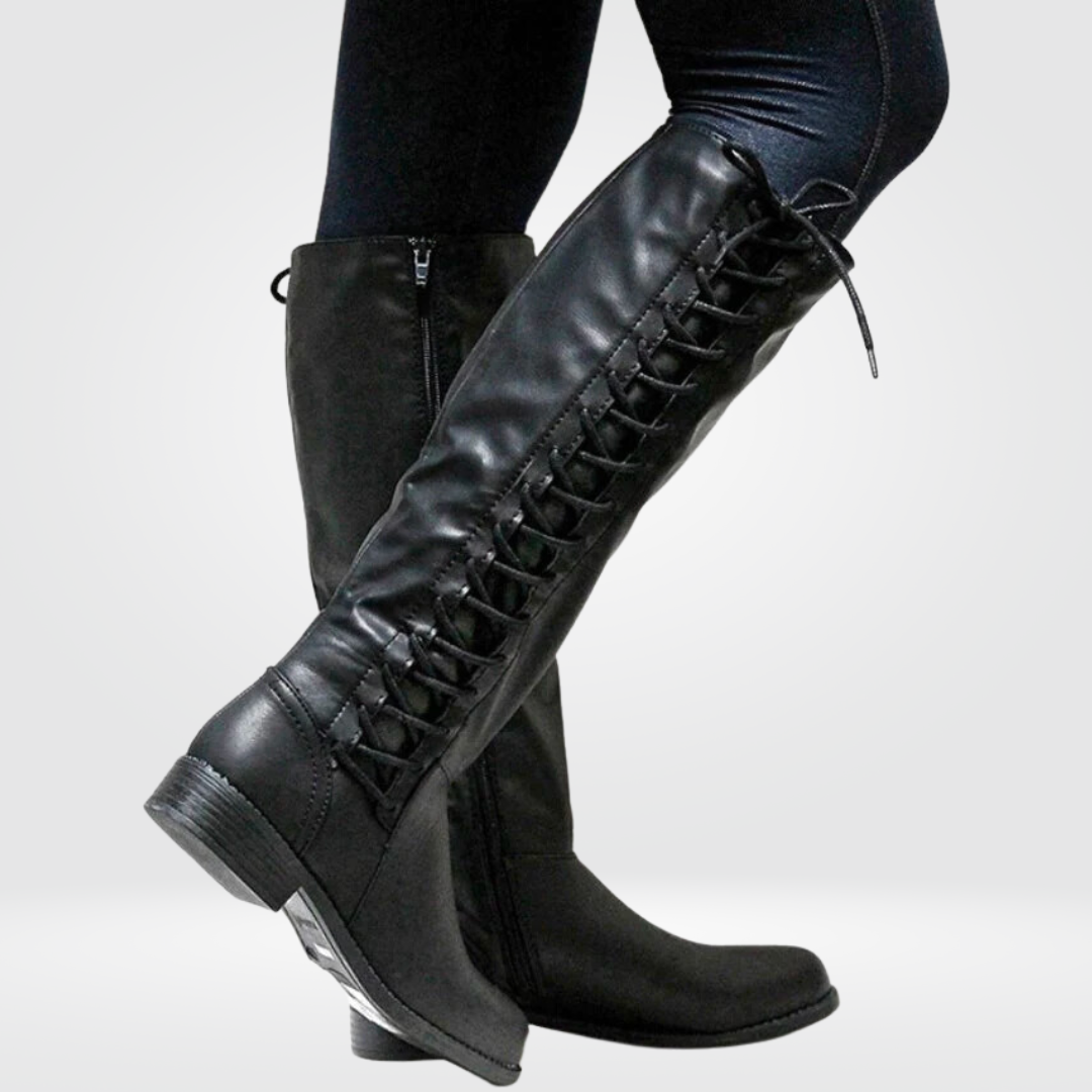 Bottes Femme Cuir Élégantes - Chaussures Hautes Confort avec Semelle Grip & Doublure Douillette - LuxeStyle