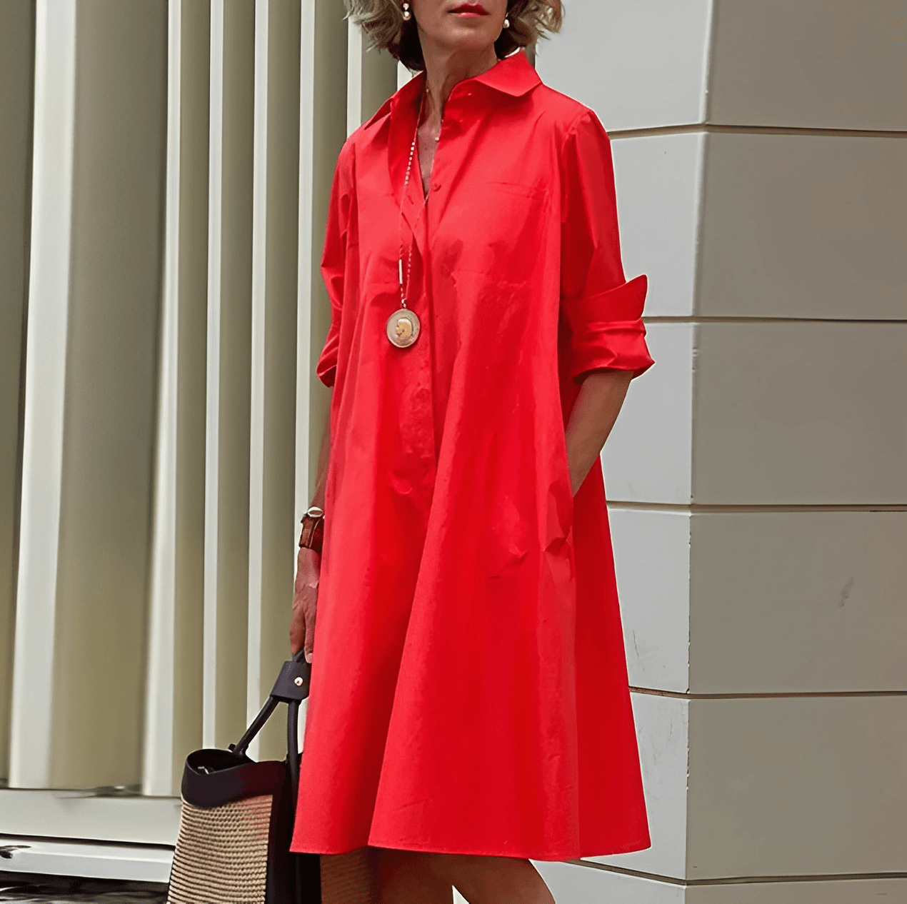 Robe chemisier élégante femme mi-longue