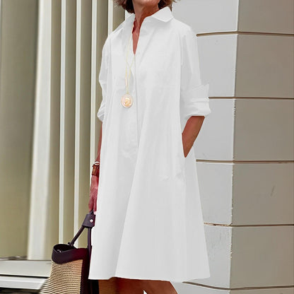 Robe chemisier élégante femme mi-longue