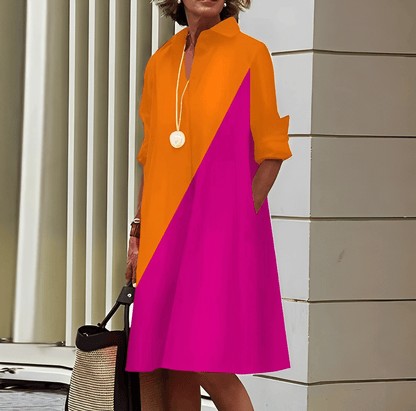 Robe chemisier élégante femme mi-longue - LuxeStyle