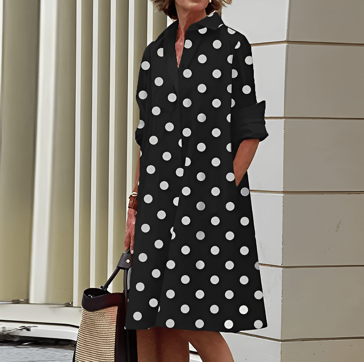 Robe chemisier élégante femme mi-longue