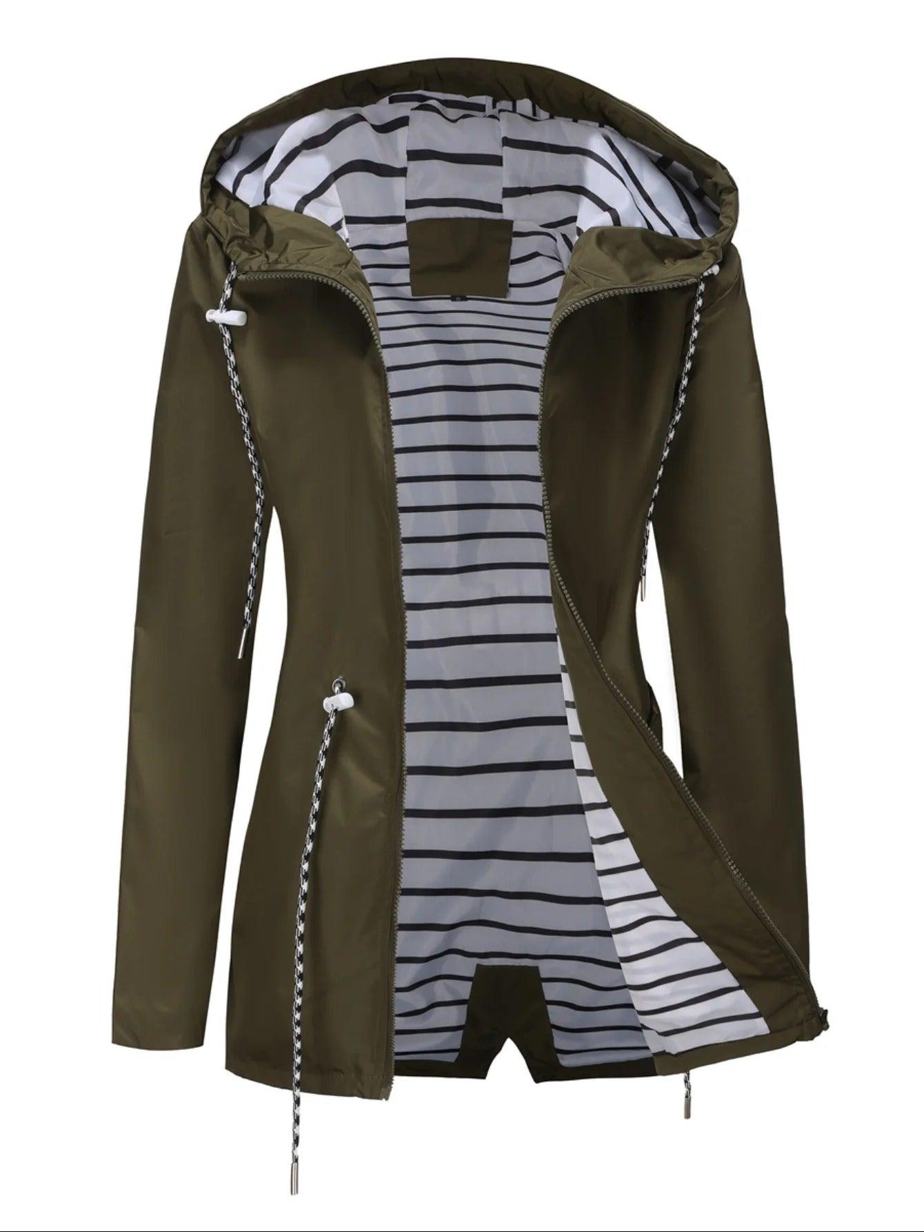 Veste Féminine Étanche – Manteau Léger avec Capuche pour Automne