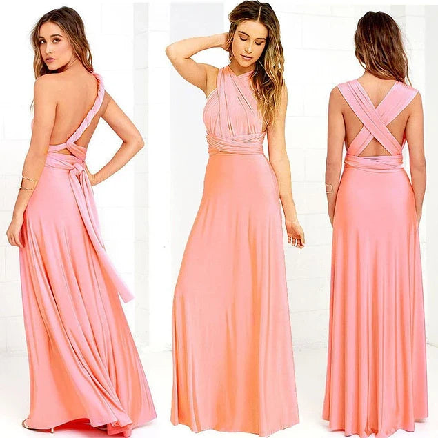 Robe Longue Femme Col en V Élégante