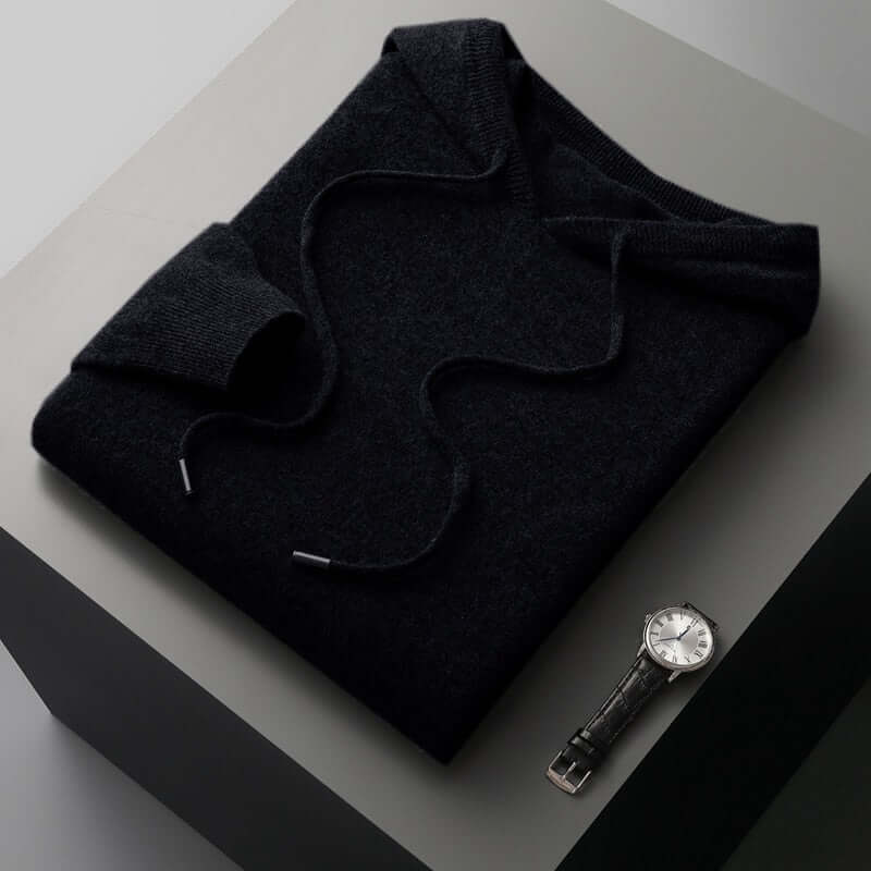 Pull Capuche Laine Châle Homme Brun